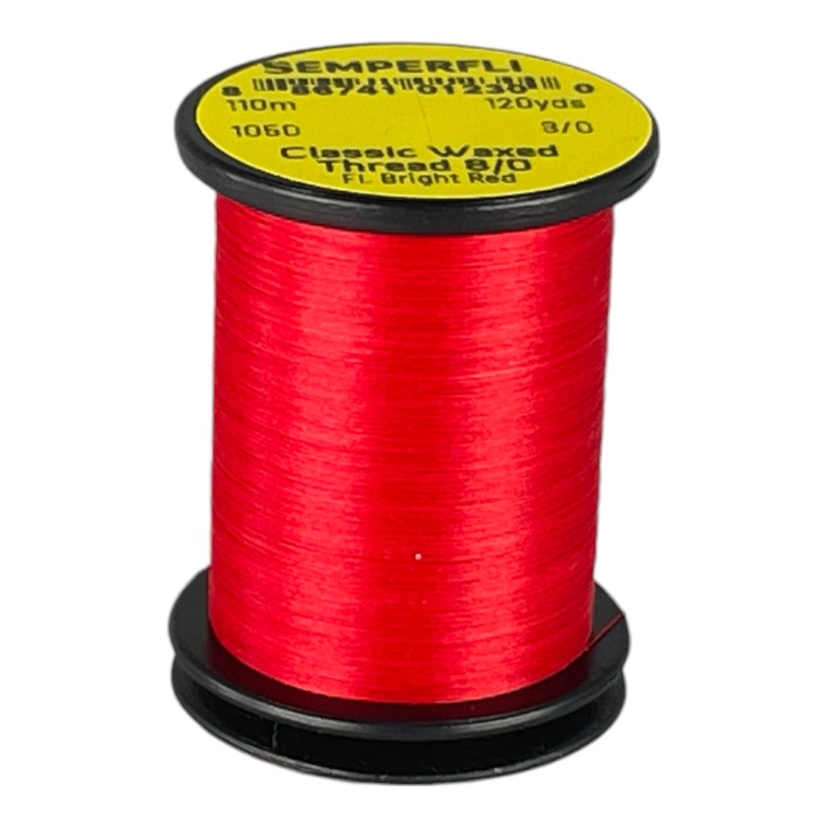 Semperfli Classic Waxed Thread 8/0 110m (120 Yards) Fluoro Bright Red